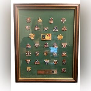 Vintage MLB Team Pin Set Framed Complete League Display Major League Baseball”